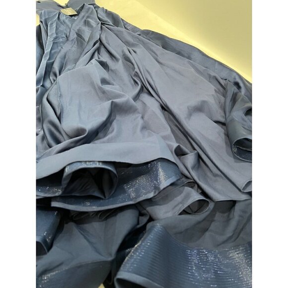 New LA FEMME Size 2 PROM Long Dress 28607 Navy *Stain* - Picture 9 of 16
